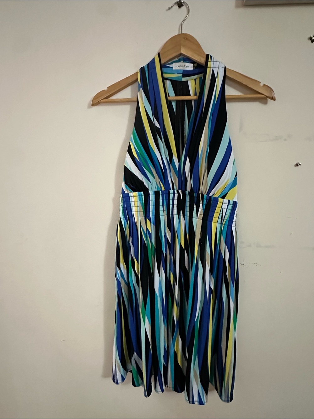 Calvin Klein One-Shoulder Multicolor Striped Dress